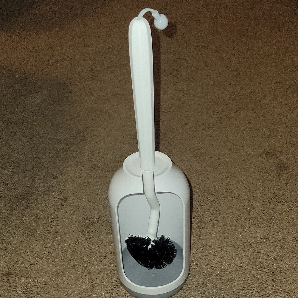 White Toilet Brush with Holder